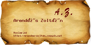 Arendás Zoltán névjegykártya
